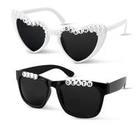 CUBACO Wedding Sunglasses Bride and Groom Sunglasses Till Death Do US Part Decor Just Married Decorations Gothic Wedding Engagement Gifts for Couples Halloween