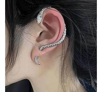 Cubahop 1 Pair Punk Vintage Snake Ear Cuffs Piercing Ear Cuff Earrings Climber Ear Wrap Gothic Exaggerated Earring for Women and Girls (Silver)