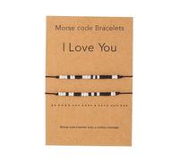 Cubahop 2PCS Black I LOVE YOU Lucky Bracelets Bead 7 Knot Evil' Eye Wax Line Woven Bracelet PINK PROMISE Hand Accessories for Women and Girls (AA)