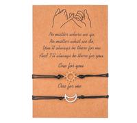 Cubahop 2PCS Black PINK PROMISE Bracelets Turtle SUN MOON lOVE Wax Line Woven Bracelet Best Friend Hand Accessories for Women and Girls (AA)