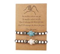 Cubahop 2PCS Black PINK PROMISE Bracelets Turtle SUN MOON lOVE Wax Line Woven Bracelet Best Friend Hand Accessories for Women and Girls (CC)