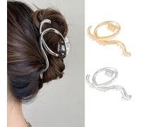 Cubahop 2PCS Metal Hair Claw Clips Barrettes Musical Note Pearl Irregular Large Shark Clamp Gold Silver Wave Non-Slip Hair Styling Accessories for Women (Color B, One size)