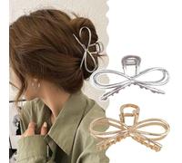 Cubahop 2PCS Metal Hair Claw Clips Barrettes Musical Note Pearl Irregular Large Shark Clamp Gold Silver Wave Non-Slip Hair Styling Accessories for Women (Color C, One size)