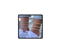 Cubahop 3PCS Beach Crystal Anklets Rhinestone Bling Ankle Bracelets Summer Foot Accessories Jewelry for Women and Girls (Gold)