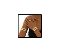 Cubahop 3PCS Double layered Arm Cuff Bracelet Set Gold Upper Arm Ring Wristband Open Bangle Bracelet Ring for Women (Gold)