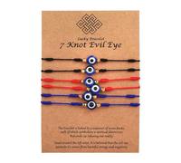 Cubahop 6PCS Simple Black Evil's Eye Lucky Bracelets Wax Line Woven Bracelet Best Friend Hand Accessories for Women and Girls (Colorful)