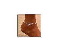 Cubahop Beach Double Layer Beach Evil Eyes Anklets Love Bling Ankle Bracelets Beaded Summer Foot Accessories Jewelry for Women