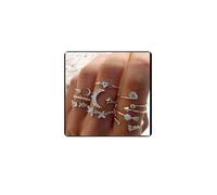 Cubahop Crystal Snake Rings Set Open Stacking Rings Gothic Kunckle Rings Adjustable Knuckle Ring Set for Women (Silver C)