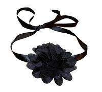 Cubahop French Dinner Black Flower Choker Necklaces Exaggerated Flocking Fabric Collar Necklace Jewelry for Women and Girls (Black 2)