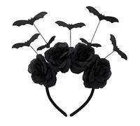 Cubahop Halloween Bat Hair Band Black Big Flower Band Eyeball headband terrifying red blood for Women and Girls (A)