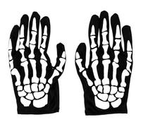 Cubahop Halloween Skeleton Skull Full-fingered Gloves - Short Ghost Gloves for Women (Black, Standard)