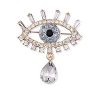 Cubahop Rhinestone Devil's Eye Brooch Diamond Pendant Studded Hollow-out Brooch Clothing Pins Accessories for Women (Blue)