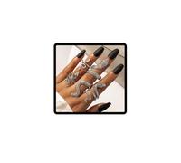 Cubahop Snake Rings Set Open Serpent Stacking Rings Gothic Animal Band Rings Adjustable Knuckle Ring Set for Women Girls (Silver)