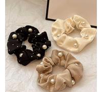 Cubahop Stretchy Ponytail Holders Super Fairy Pearl Polka Dot Large Intestine Circle Hair Circle Women's Ponytail Hair Rope Tie Head Rope Rubber Band Hair Accessories (ColorB-3pcs, One size)