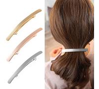 Cubahop Vintage Small Slim StripHairpin Metal Snap Barrettes Smooth Hair Barrettes Hair Clasp Hair Accessories Hair Clips for Women and Girls (Silver)