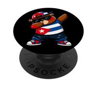 Cuban Dabbing Bear Cuba Flag Boy Kids Hispanic Heritage PopSockets Adhesive PopGrip