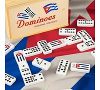 Cuban Dominoes Set Double Nine | Juego de Domino Cubano de Madera con Bandera de Cuba - 55 Piezas, Caja de Madera Hecha a Mano, Regalo Tradicional Caribeno