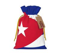 Cuban Flag Linen Drawstring Gift Bag Xmas Party Candy Bag Reusable Storage Pouches