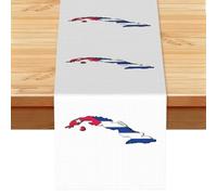 Cuban Flag Map Vintage Style Table Runner 13x72in, Soft Printed Centerpieces for Tables, Kitchen, Countertops & Dining Area Home Decor