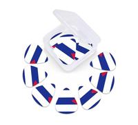 Cuban flag print Guitar Picks 12 Pack, Mixed (0.46-0.96mm) with Storage Case for Guitar,ukulele