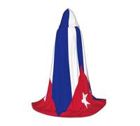 Cuban Flag Print Hooded Robe Adult Wizard Robes Monk Priest Cloak Halloween Cosplay Knight Hood Cape, Black, Medium
