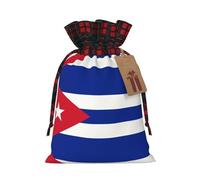 Cuban flag Print Reusable Gift Bags with Drawstring â€“ Xmas Holiday Party Favors Pouches for Christmas, Birthdays