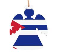Cuban Flag Printed Christmas Wooden Pendants, Simple and Environmentally Friendly, Holiday Decorations。