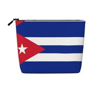 Cuban Flag Printed Fake Hemp Makeup Bag â€“ Travel Toiletry Organizer, Daily Storage, Business Trip Essential
