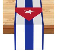 Cuban flag Printed Kitchen Table Runner 13x72, Faux Linen Style Decor for Home Wedding Banquet Fireplace
