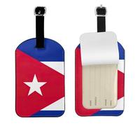 Cuban Flag Printed Suitcase Tag, Microfiber Leather Travel Shield, Secure Privacy Label, for Backpack ID