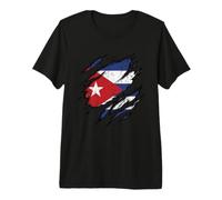 Cuban Flag Ripped Design Patriotism Premium T-Shirt