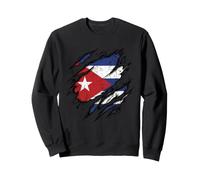 Cuban Flag Ripped Design Patriotism Sweatshirt
