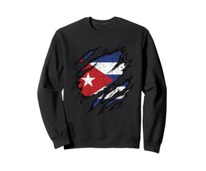 Cuban Flag Ripped Design Patriotism Sweatshirt