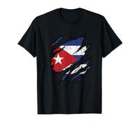 Cuban Flag Ripped Design Patriotism T-Shirt