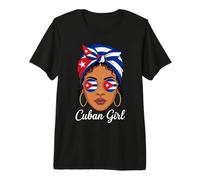 Cuban Girl Flag Headwrap Sunglasses Heritage Premium T-Shirt