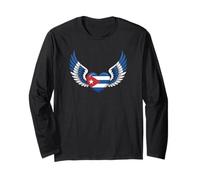 Cuban Heart with Angel Wings in Flag Colors Long Sleeve T-Shirt