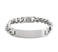 Cuban Link Bracelet for Men, 8.7 in / 22 cm Silver Stainless Steel Bracelet with ID Plate, Lightweight Hip Hop Jewelry, Classic Chain Style for Men, Bold 0.47 in / 1.2 cm Width, Polished Finish