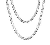 Cuban Link Chain for Men 925 Sterling Silver Necklace for Women Real Silver Chain for Men Cuban Necklace Silver Necklace Chain Flat Chain Necklace Curb Chain for Men Cuban Chain