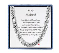 Cuban Link Chain Necklace for Men, Dad Son Brother Husband Boyfriend to My Man Gifts, Silver Stainless Steel Granduation Birthday Christmas Anniversary Jewelry with Message Card, 18 inches, Stainless