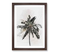 Cuban Palm Tree in Abstract Framed Print | A2 Walnut Framed Wall Art | Ready to Hang | Abstract Floral Picture | Living Room Bedroom Lounge Office