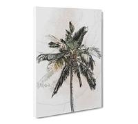 Cuban Palm Tree In Abstract Modern Canvas Wall Art Print Ready to Hang, Framed Picture for Living Room Bedroom Home Office Décor, 30x20 Inch (76x50 cm)