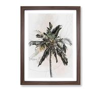 Cuban Palm Tree In Abstract Modern Framed Print | A3 Walnut Framed Wall Art | Ready to Hang | Abstract Floral Picture | Living Room Bedroom Lounge Office
