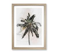 Cuban Palm Tree In Abstract Modern Framed Print | A4 Oak Framed Wall Art | Ready to Hang | Abstract Floral Picture | Living Room Bedroom Lounge Office