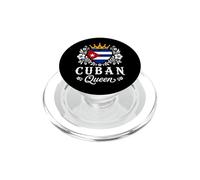 Cuban Queen Cuba Flag Proud Cuban Woman PopSockets PopGrip for MagSafe