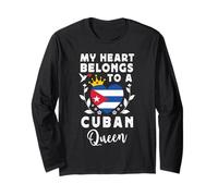 Cuban Queen Cuban Wife Girlfriend Cuba Flag Long Sleeve T-Shirt