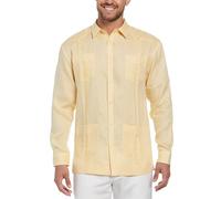 Cubavera Men's 100% Linen Four-Pocket Long Sleeve Button-Down Guayabera Shirt (Available in Big & Tall), Banana Crepe, XL