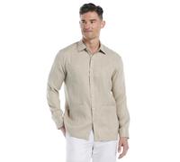 Cubavera Men's 100% Linen Four-Pocket Long Sleeve Button-Down Guayabera Shirt (Available in Big & Tall), Island Fossil, S
