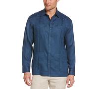 Cubavera Men's 100% Linen Four-Pocket Long Sleeve Button Down Guayabera Shirt, Ensign Blue, 4X-Large Big Tall