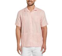 Cubavera Men's 100% Linen Four-Pocket Short Sleeve Button-Down Guayabera Shirt, Silver Pink, 3XL Big