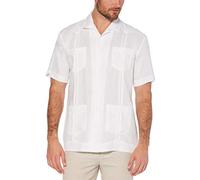 Cubavera Men's 100% Linen Four-Pocket Short Sleeve Guayabera (Size Small-5x) Button Down Shirt, Bright White, 3XL Big